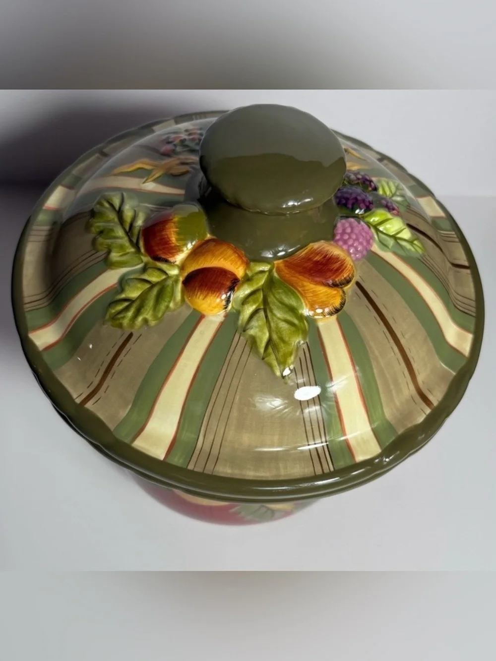 Tracy Porter Octavia Hill Garden Painted Fruit and Floral Cookie Jar